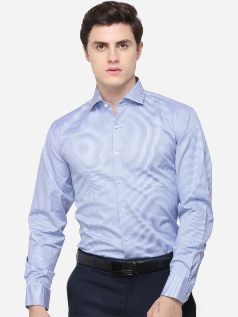 

JADE BLUE Men Blue & White Regular Fit Striped Formal Shirt