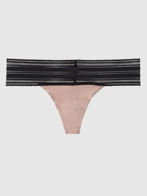 

La Senza Women Nude-Coloured & Black Colourblocked Thongs 11136147-20BH