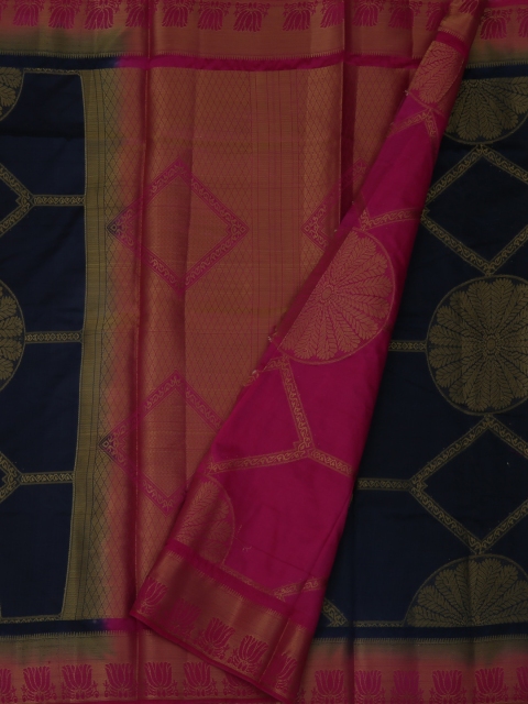 

Pothys Navy Blue & Pink Jute Silk Woven Design Saree
