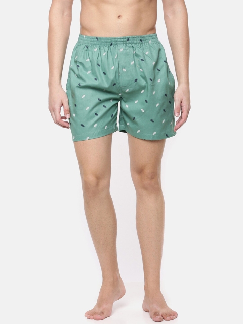 

Cross Court Men Sea-Green & Black Printed Boxers