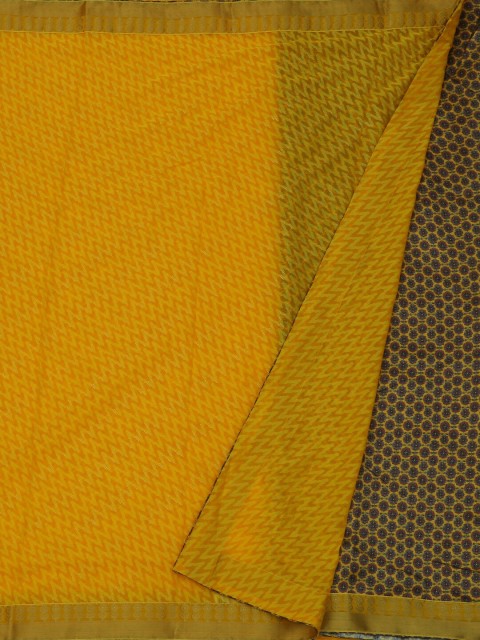 

Pothys Yellow Striped Poly Georgette Saree