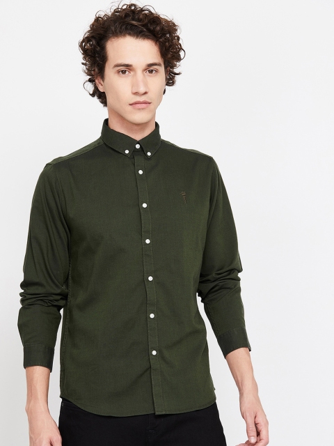

Bossini Men Olive Green Regular Fit Solid Casual Shirt