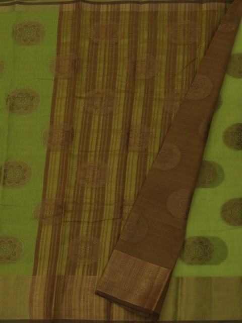 

Pothys Green & Brown Cotton Blend Printed Saree