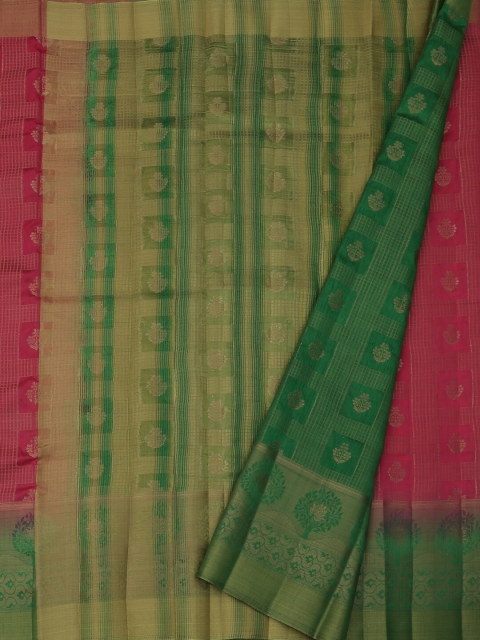 

Pothys Pink & Green Jute Silk Woven Design Saree