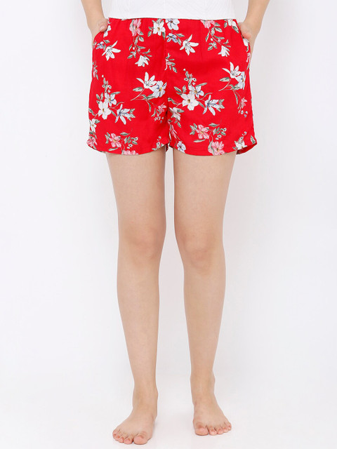 

Heart 2 Heart Women Red & White Printed Lounge Shorts LS 261