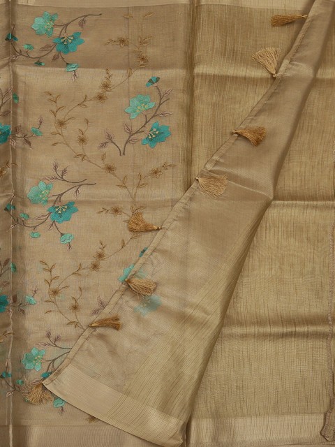

Pothys Gold-Toned & Blue Art Silk Embroidered Saree