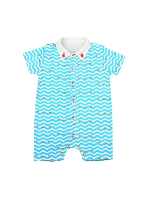 

The Flybees Kids Blue Printed Rompers