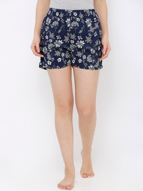 

Heart 2 Heart Women Navy Blue Floral Printed Lounge Shorts