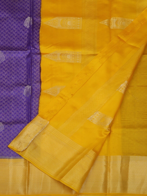 

Pothys Blue & Yellow Jute Silk Woven Design Saree