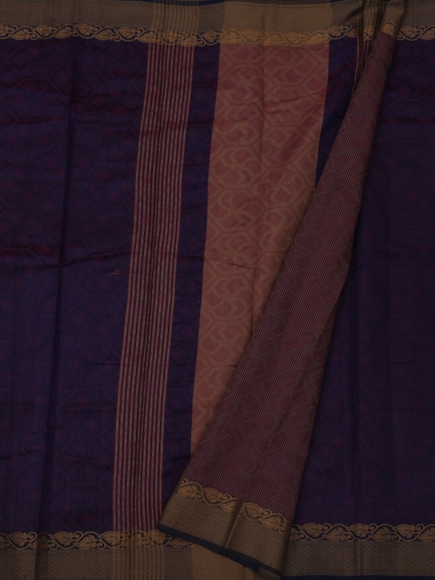 

Pothys Purple & Navy Blue Jute Silk Printed Saree