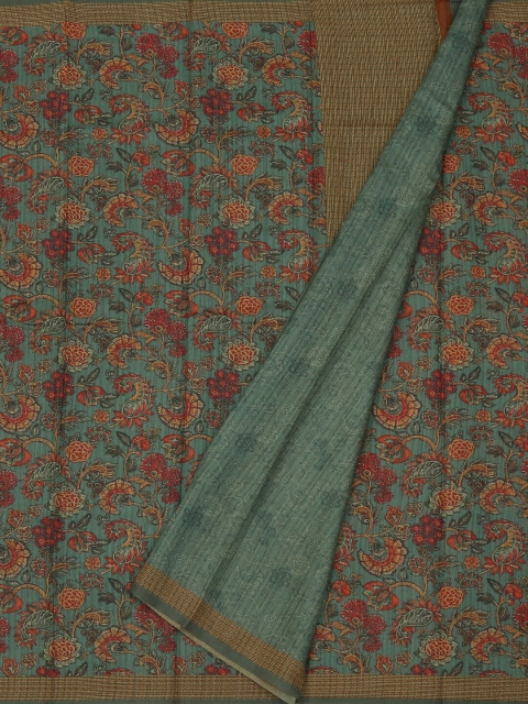 

Pothys Grey & Pink Jute Silk Printed Saree
