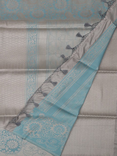 

Pothys Grey & Turquoise Blue Art Silk Woven Design Saree