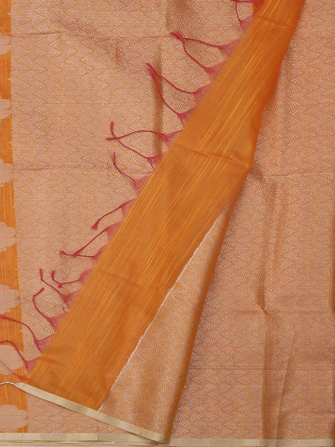 

Pothys Orange & Grey Cotton Blend Woven Design Saree