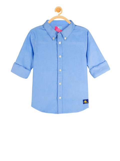 

Cherry Crumble Unisex Kids Blue Regular Fit Solid Casual Shirt