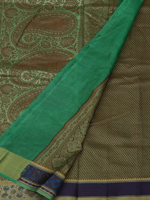 

Pothys Pink & Green Jute Silk Woven Design Saree