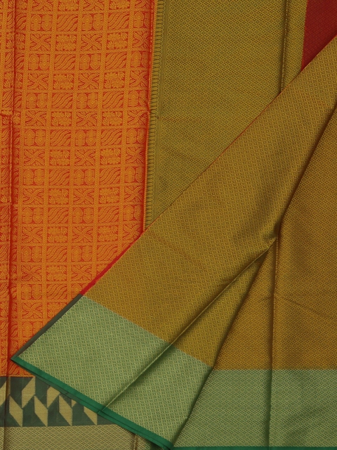 

Pothys Orange Printed Jute Silk Saree