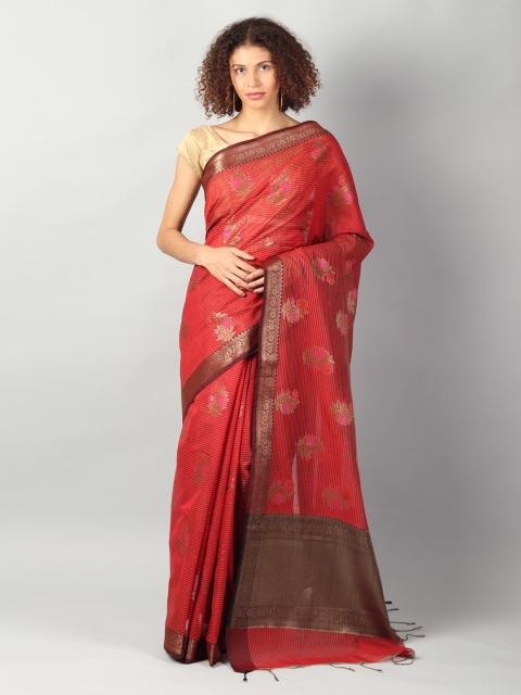 

EthnicRoom Red Jute Silk Woven Design Banarasi Saree