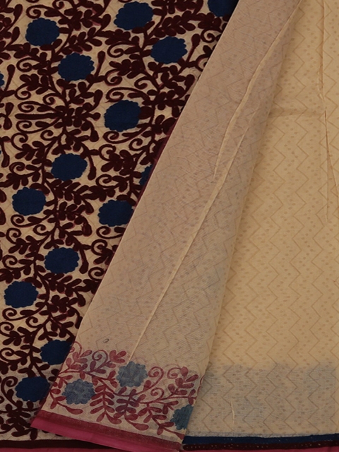 

Pothys Cream-Coloured Printed Supernet Saree