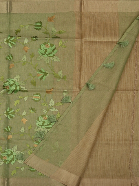 

Pothys Green & Brown Art Silk Printed Saree