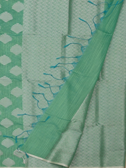 

Pothys Green & Silver-Coloured Cotton Blend Woven Design Saree