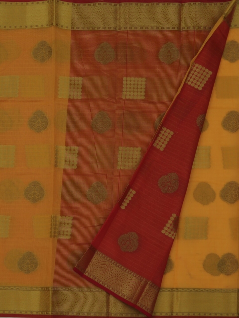 

Pothys Yellow & Red Chanderi Cotton Woven Design Saree