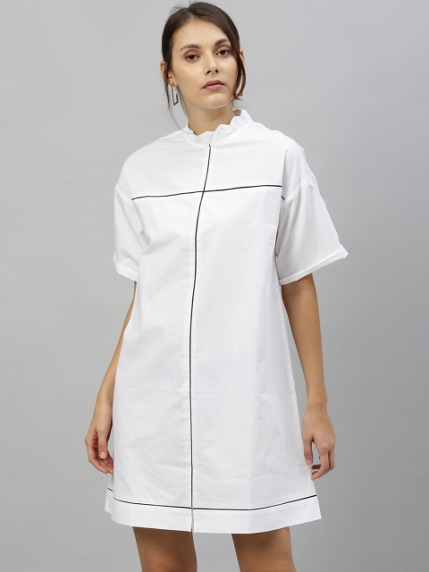 

RAREISM Women White Solid T-shirt Dress