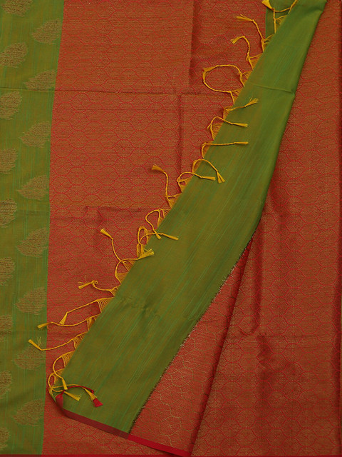 

Pothys Green & Red Cotton Blend Woven Design Saree