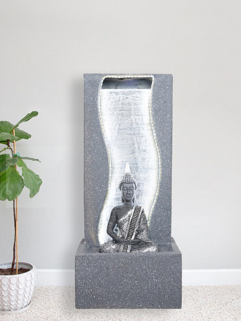 

eCraftIndia Grey Lord Buddha Water Fountain With LED Lights
