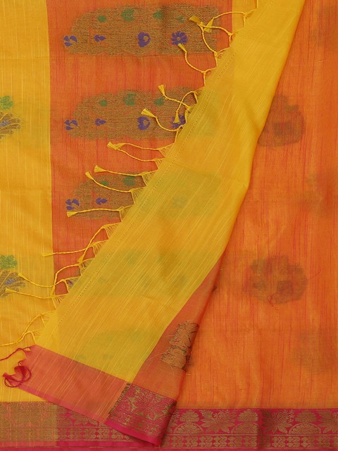 

Pothys Yellow Woven Design Jute Silk Saree