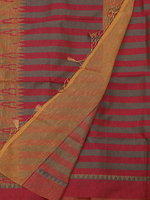 

Pothys Peach-Coloured & Yellow Linen Blend Printed Saree