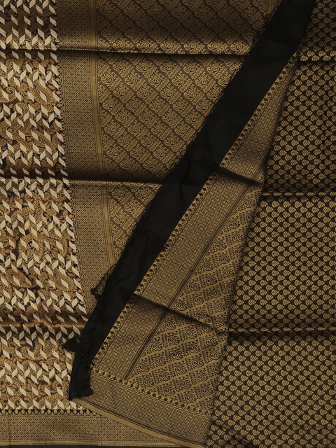 

Pothys Black & Gold-Toned Art Silk Woven Design Saree