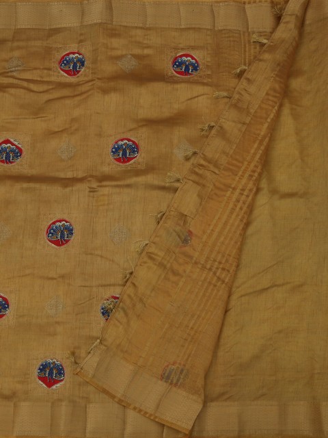

Pothys Brown & Blue Jute Silk Printed Saree