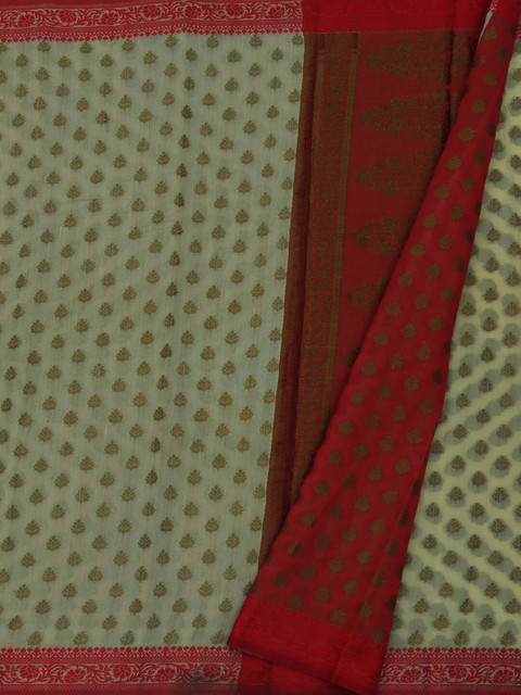 

Pothys Yellow & Maroon Cotton Blend Printed Saree