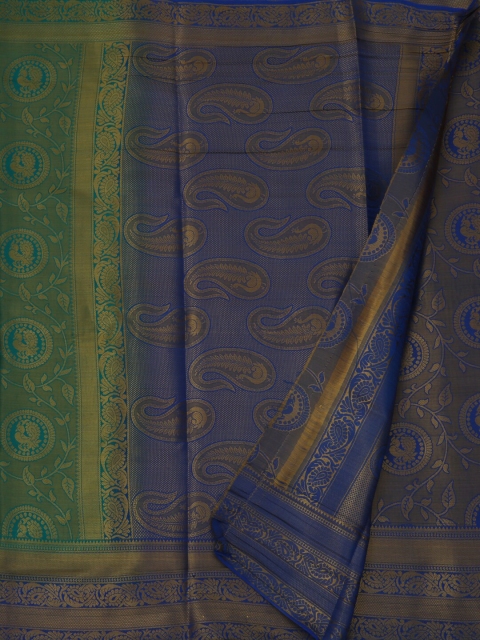 

Pothys Green & Navy Blue Jute Silk Woven Design Saree