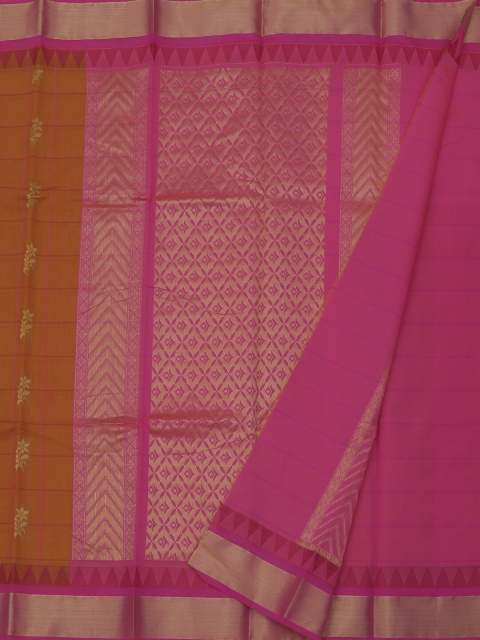 

Pothys Mustard & Pink Silk Cotton Woven Design Saree