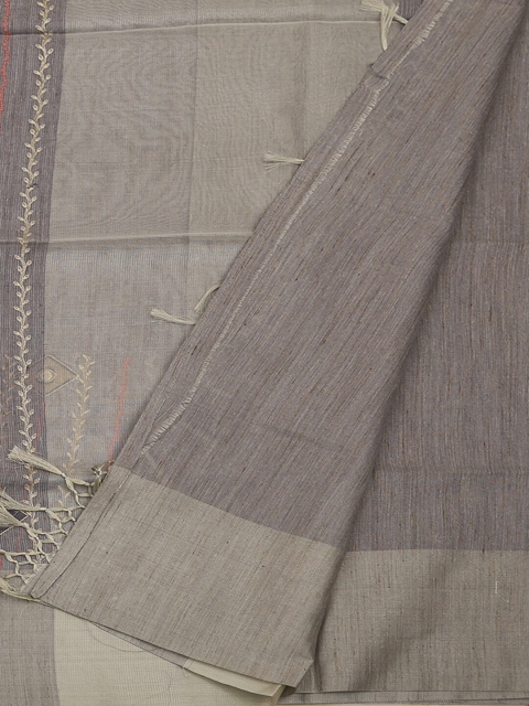 

Pothys Grey Solid Art Silk Saree