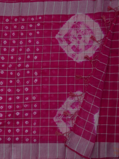 

Pothys Magenta & White Linen Blend Printed Bandhani Saree