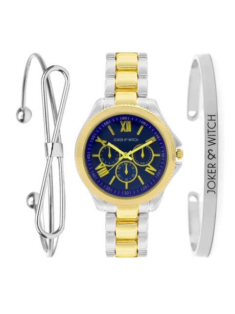 

JOKER & WITCH Women Navy Blue and Silver Analogue Watch & Bracelet Gift Set JWBS202