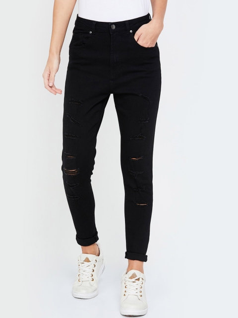 

Ginger by Lifestyle Women Black Skinny Fit Mid-Rise Mildly Distressed Jeans