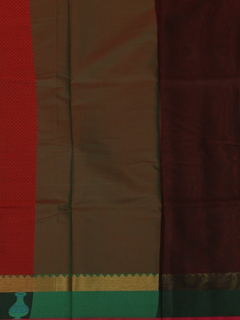 

Pothys Maroon & Green Jute Silk Printed Saree