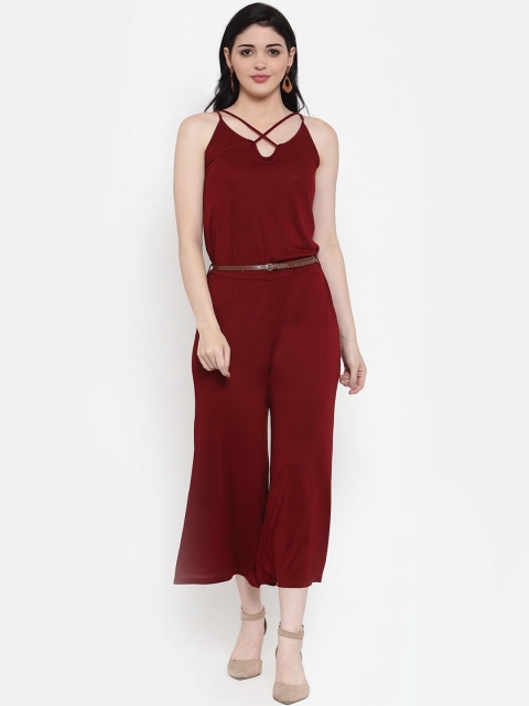 

FIVE STONES Women Maroon Solid Culotte Jumpsuit