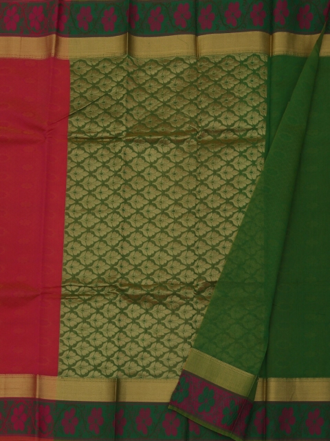 

Pothys Pink & Green Silk Cotton Woven Design Saree