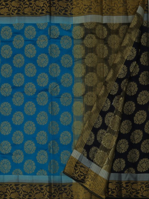 

Pothys Blue & Olive Green Jute Silk Woven Design Saree
