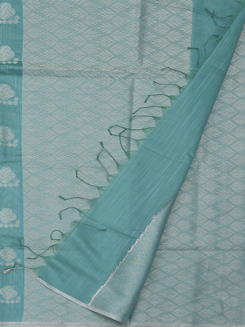 

Pothys Blue & Off-White Cotton Blend Woven Design Saree