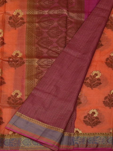 

Pothys Orange & Maroon Jute Silk Woven Design Saree