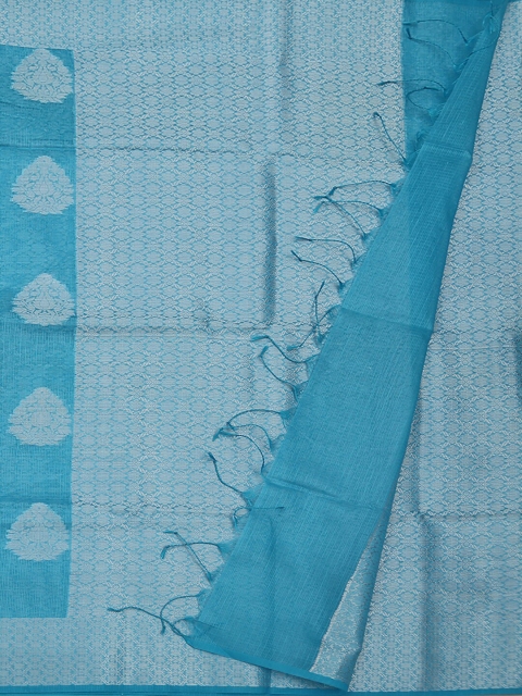 

Pothys Blue & Grey Supernet Woven Design Saree