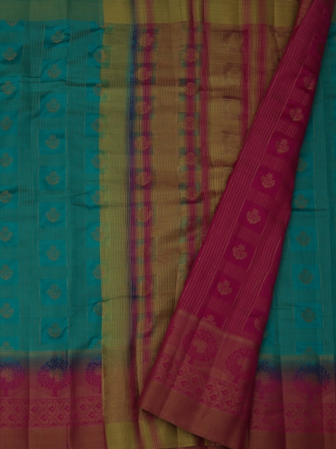 

Pothys Blue & Magenta Jute Silk Woven Design Saree