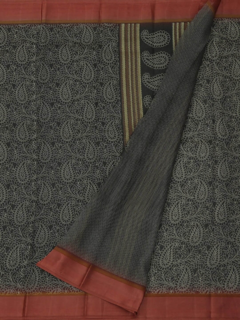 

Pothys Grey & Peach-Coloured Jute Silk Printed Saree