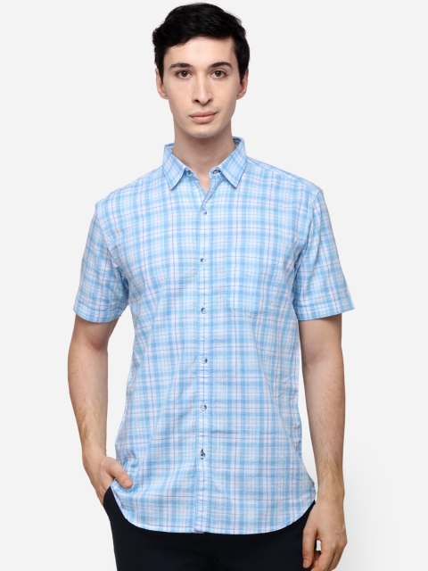 

JADE BLUE Men Blue & White Slim Fit Checked Casual Shirt