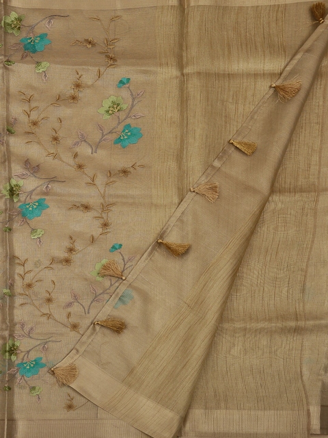 

Pothys Beige Embroidered Art Silk Saree